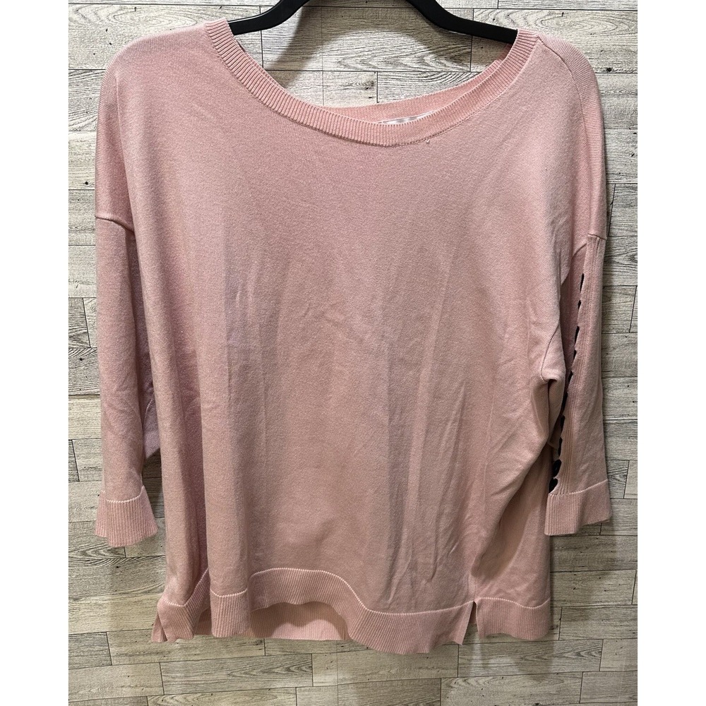 CJ BANKS Womens (Size 2X) 3/4 Sleeve Round Neck Lace Up Arm Pullover Sweater